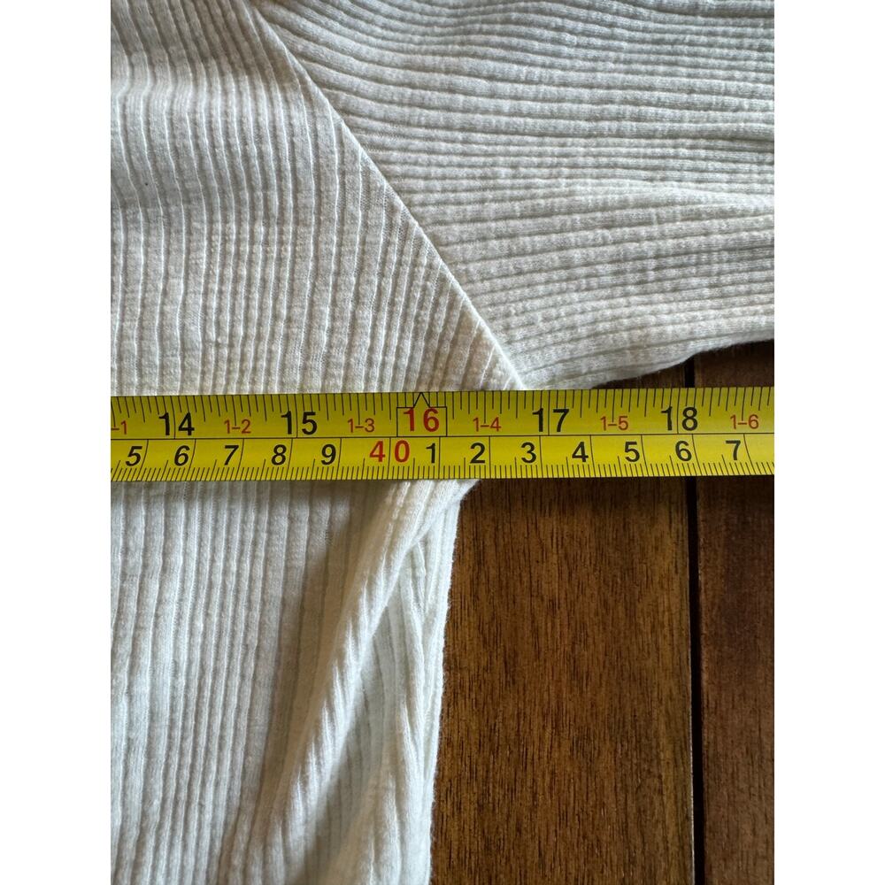 Aerie Off Shoulder Ribbed Bodysuit Cream Waffle Knit Long Sleeve XXL - Picture 7 of 12